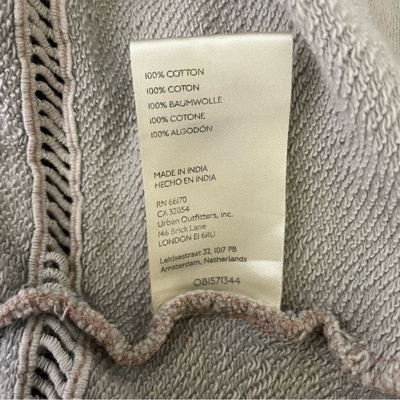 Free People Darling Pullover Gray Lace Detail Boho Cottage Feminine Oversized L - Picture 8 of 11